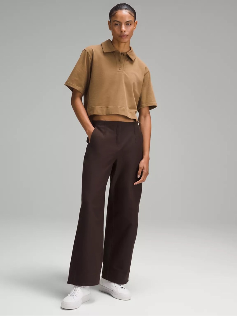 Lululemon Utilitech Relaxed Mid-Rise Trouser 7/8 Length Wide-Leg Pants Brown 14